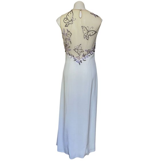 Jovani Y2K Vintage Embellished Cream Maxi Dress Formal Gown Butterfly Whimsical - Picture 2 of 11